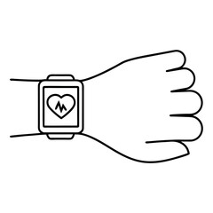 Smartwatch with Heart Icon Health and Fitness Wearable Technology Design