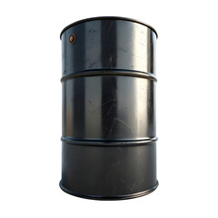 Black oil barrel container isolated on white or transparent background