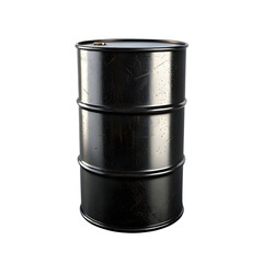 Black oil barrel container isolated on white or transparent background