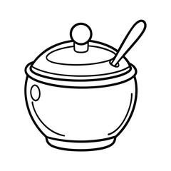 Elegant line art sugar bowl with lid and spoon slot design