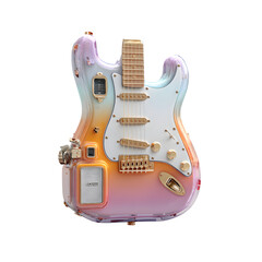 Premium Studio-Lit Elegant cartoon electric guitar w digital asset, isolated object, perfect for ecommerce and branding, design resource, print ready, mockup element