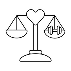 Wellness Balance Design Scales with Heart and Dumbbell for Health and Fitness