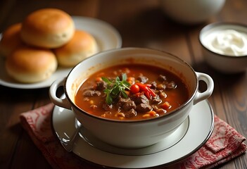 tomato soup with meatballs