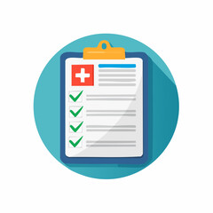 Colorful Medical Clipboard with Checklists and Red Cross