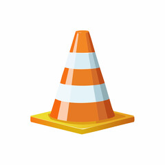 Orange and White Traffic Cone Isolated on White Background