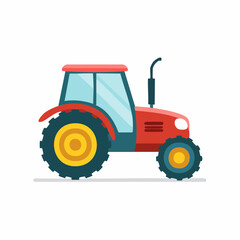 Obraz premium Red Farm Tractor Illustration, Agricultural Vehicle Graphic