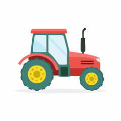 Naklejka premium Colorful Cartoon Tractor with Large Wheels and a Curved Exhaust Pipe.