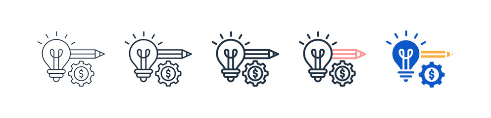 Design Process Different Style Icons Set Vector Illustration. 