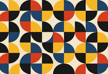 Colorful geometric pattern featuring semi-circles, perfect for backgrounds and designs.
