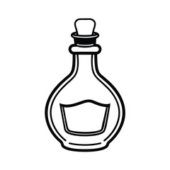 Minimalist line art of a vinegar bottle with label and lid