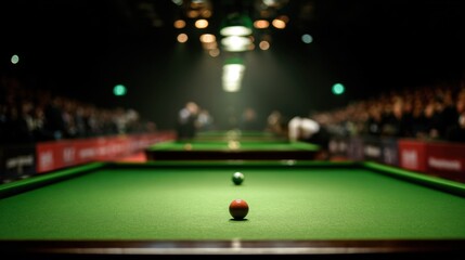 Snooker Game: A captivating view of a snooker table, the balls poised in a moment of anticipation, inviting viewers into a game of precision and skill.