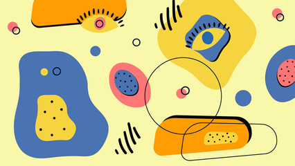 Colorful Abstract Doodle Organic Shapes Background