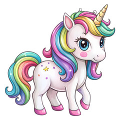 Fototapeta premium Rainbow Mane Unicorn Illustration