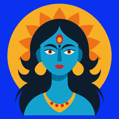 Happy Kali Puja, Goddess Kali Maa, on, Diwali, Kali Pooja background Indian goddess, Kali. Diety, spiritual art.Vector isolated illustration