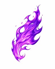 Cartoon style illustration of purple abstract fire and flame on white background