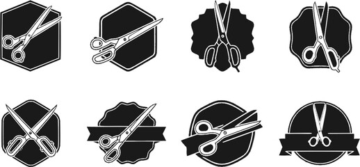 Set of illustrations of a scissors. Scissors illustration on white background. Design elements for logo, emblem, sign. Vector illustration