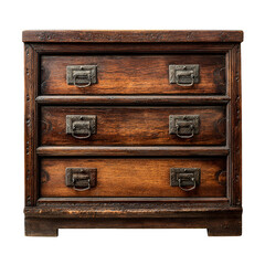 Antique Wooden Chest Three Drawers Dark Wood Vintage