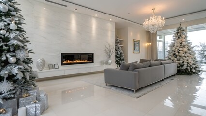Polished Tile Holiday Interior with Crystal Ornaments