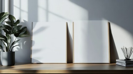 Standing Posters Realistic Mockup on Neutral Background