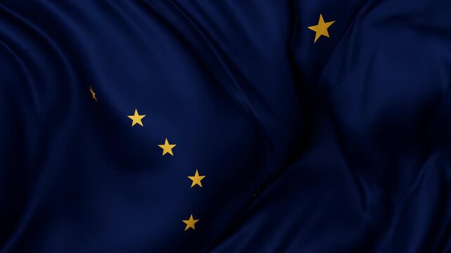 Alaska US state flag swaying in the wind, looped endless cycled video, completely full screen covers flag background