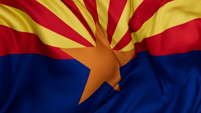 Arizona US state flag swaying in the wind, looped endless cycled video, completely full screen covers flag background