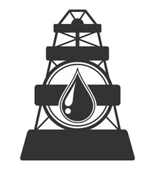 Oil Drilling Company Simbol. Vector icon of an oil drilling rig, isolated on a white background - ideal for logos, presentations, or technical diagrams. Its clean and industrial design highlights