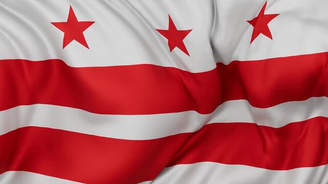 Colombia US state flag swaying in the wind, looped endless cycled video, completely full screen covers flag background