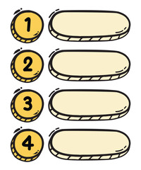 Set of infographic with 4 Four Step Number. Colorful. With doodle style. For layout, website, graphic design, presentation.