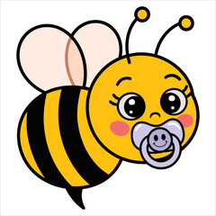 Obraz premium Vector and raster illustration of baby girl bee cartoon mascot character perfect for children nature themed projects and playful insect designs