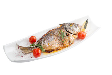 Baked sea bream fish with vegetables