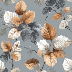 Autumn leaves pattern on a light gray background