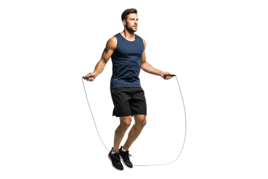 Fit Man Skipping Rope During a Workout - Powered by Adobe