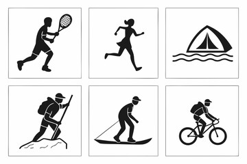 Fototapeta premium Diverse Sports and Outdoor Activities Silhouettes Collection.