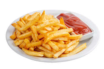 Plate of French fries and ketchup