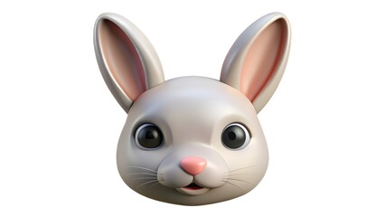 Fototapeta premium Cute Cartoon Bunny Face With Big Ears and Playful Expression