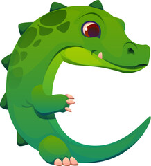 Letter C as cute crocodile reptile animal, kid alphabet, funny zoo mascot font, children English typeface. Funny letter character type abc for children education with cartoon funny alligator or dragon