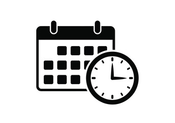 Vector art of calendar and clock icon symbolizing time and planning