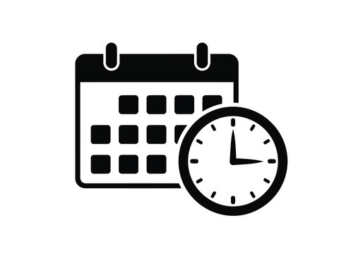 Vector art of calendar and clock icon symbolizing time and planning