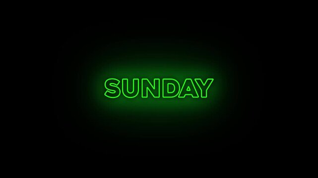 Neon lines Sunday text animation. 7 days a week name Sunday motion graphics. luxury text 4k video footage. glowing neon effect.