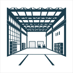 Warehouse Interior Vector Illustration, Inventory Storage