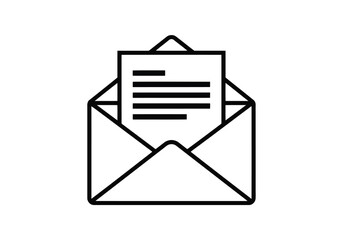Vector art of an open envelope with a letter inside, isolated on white