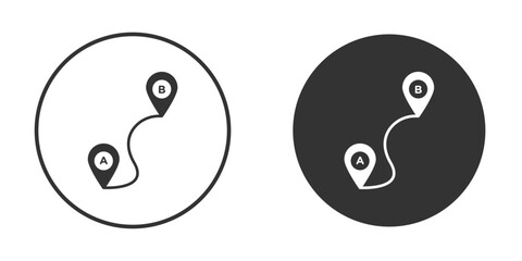 Path A to B icon in solid black flat shape glyph icons.