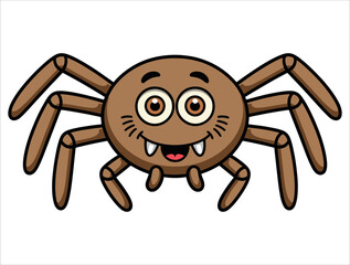 Vector cute cartoon spider isolated on white background. Perfect for kid friendly, Halloween, and nature inspired vector artwork and digital designs.