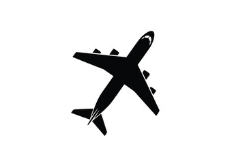 Vector art of a black silhouette of an airplane in flight