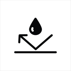 Waterproof icon. Water protection, liquid proof protection. Shield with water drop. Isolated on white background.