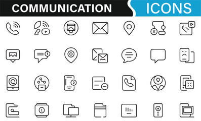 Phone, Email, and Messaging Icons for Graphic Design and Web