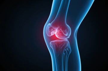 Medical knee anatomy visualization showing bone and joint structure ideal for orthopedic surgery sports medicine and healthcare marketing materials
