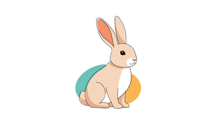 Fototapeta premium Charming illustration of a fluffy bunny sitting near a colorful abstract orb design perfect for springtime celebrations and easter themes
