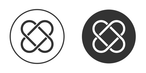 Interlocking icon in solid black flat shape glyph icons.
