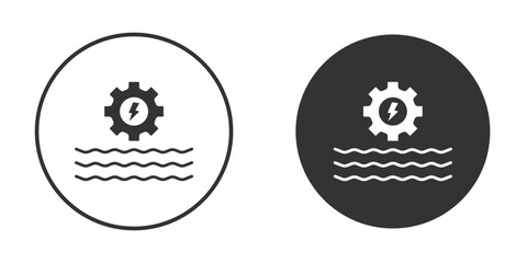 Hydraulic energy icon in solid black flat shape glyph icons.